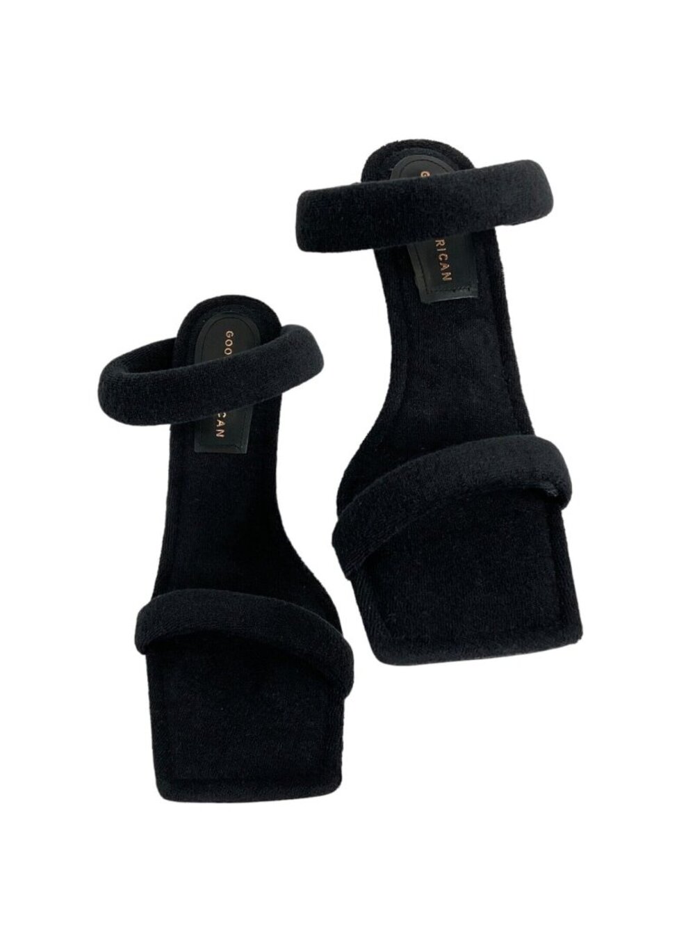 Good American Shoes Womens Size 8 Black Terry Cloth Heels Stilleto $260 Nwb